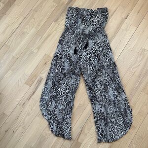 Blk white Print swimsuit cover Jumpsuit